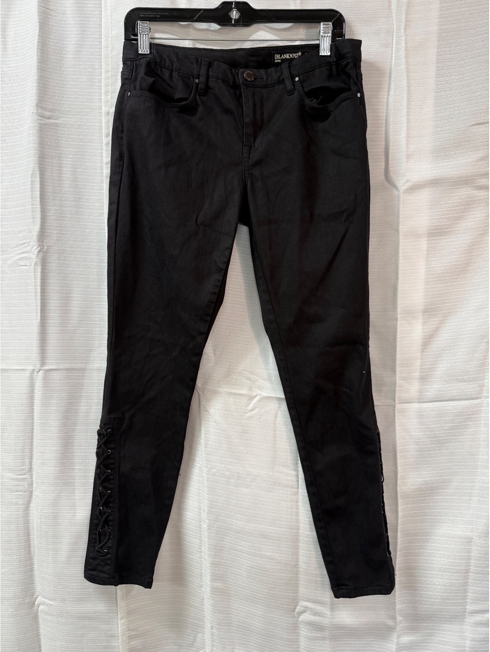 BlankNYC Black Skinny Jeans with Lace-Up Detail Size 28